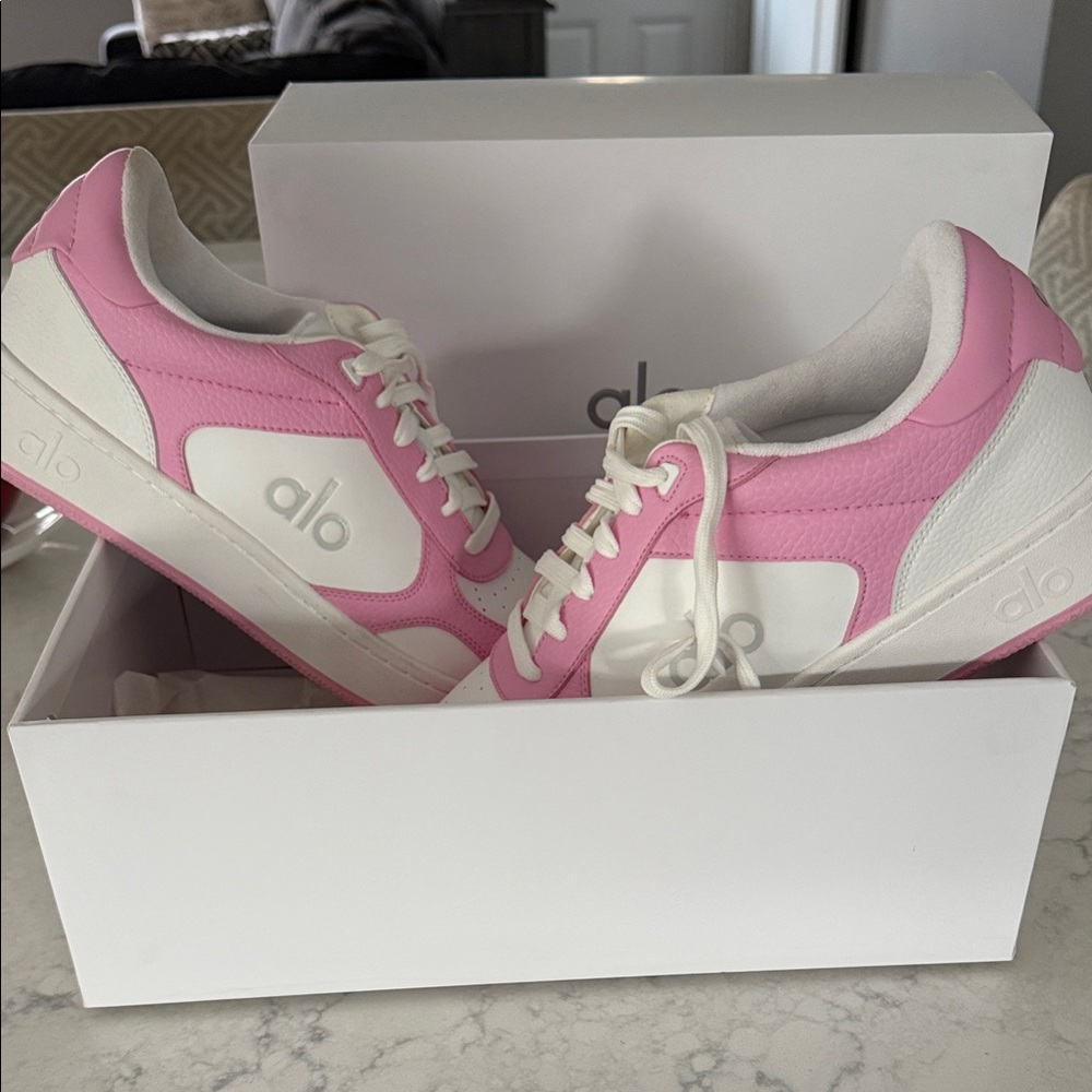 ALO Yoga Pink and White Women's Sneakers